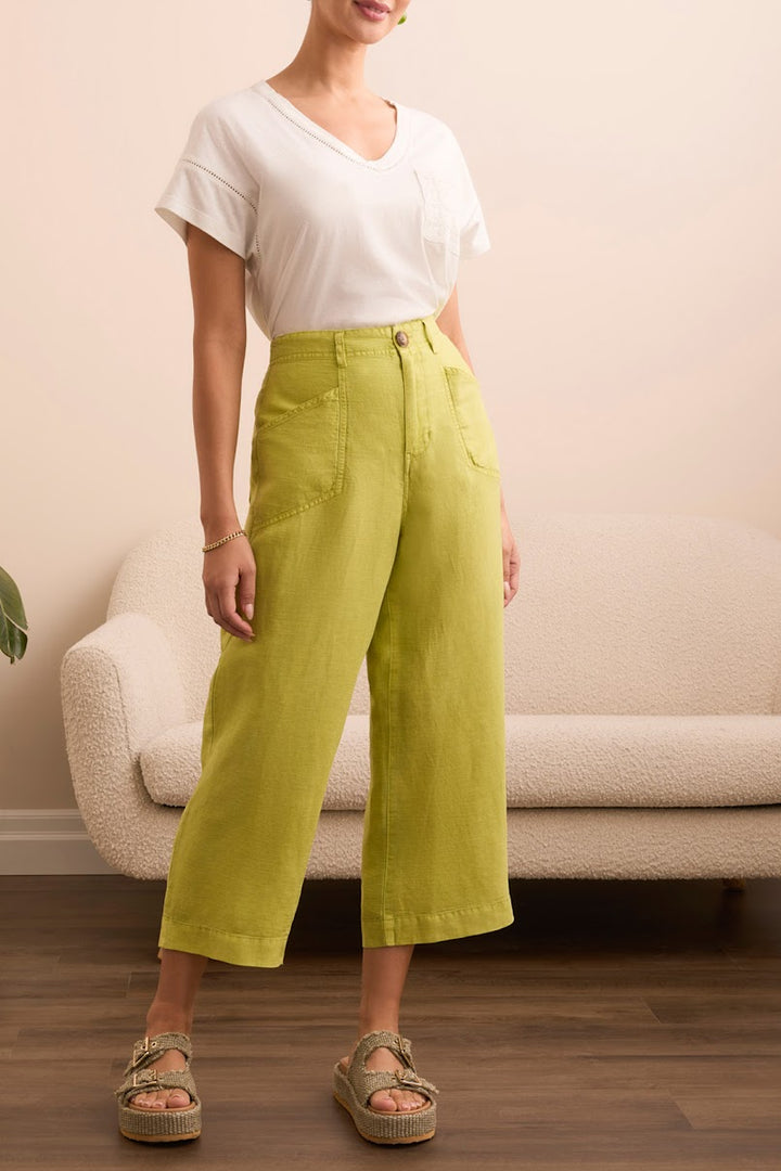 Brooke HR Wide Crop Pant - Key Lime