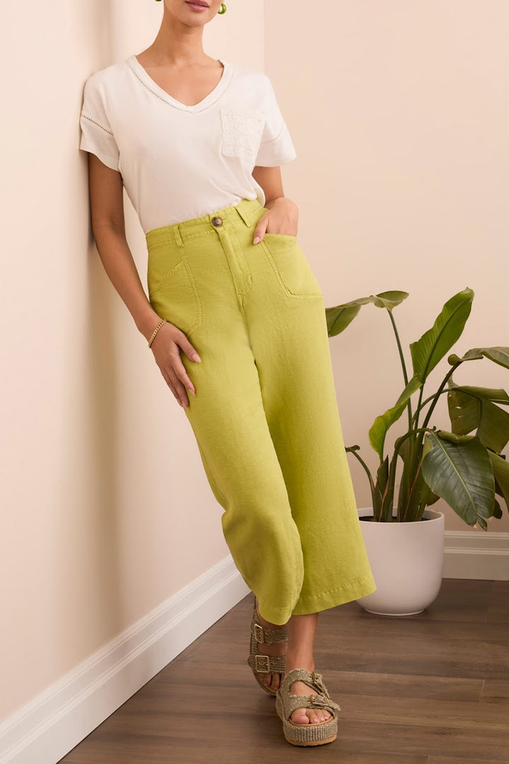 Brooke HR Wide Crop Pant - Key Lime