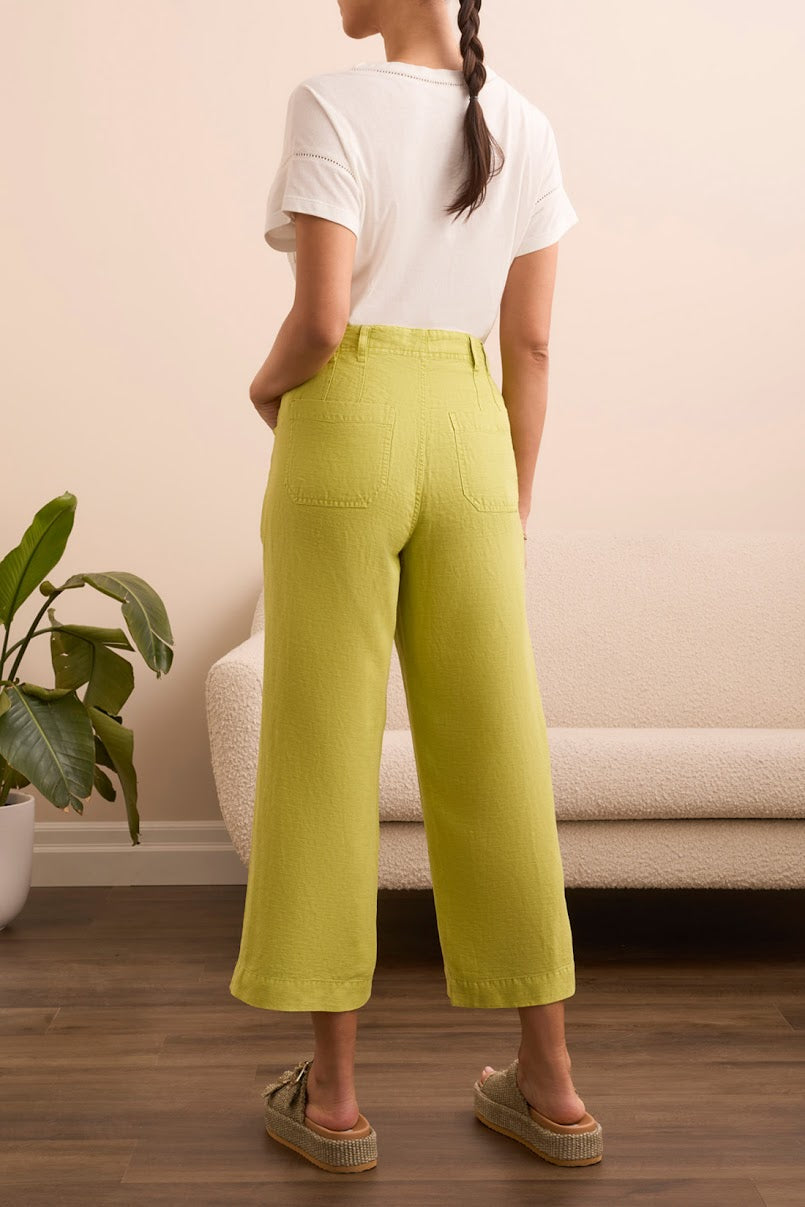 Brooke HR Wide Crop Pant - Key Lime