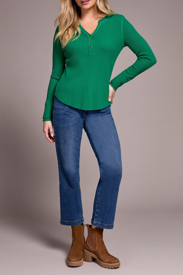 The Farrah Henley Top - Field Green