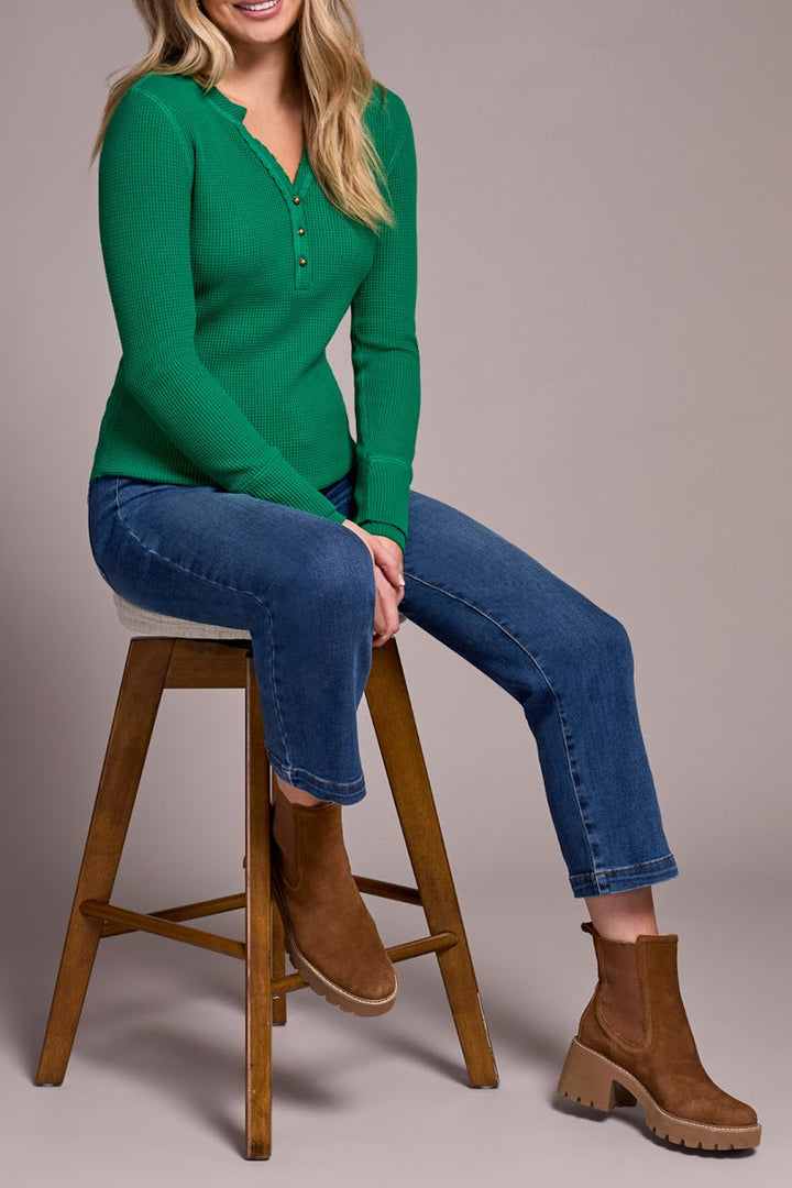 The Farrah Henley Top - Field Green