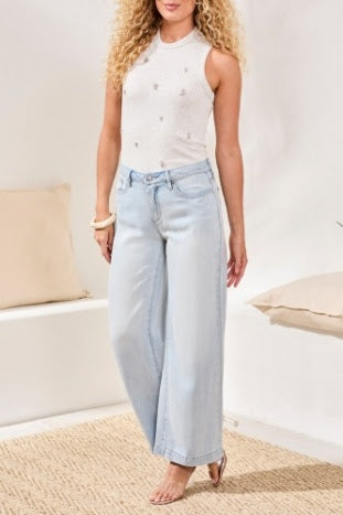 Audrey Palazzo Denim Jeans - Bondi Beach