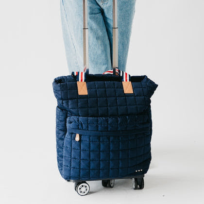Tenley Quilted Tote Roller Bag - Navy