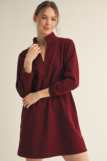 Soft & Cozy Too Dress - Burgundy