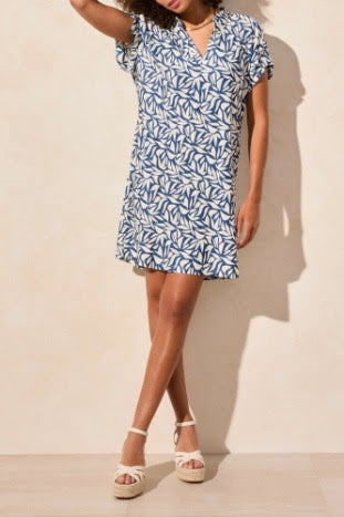 Leaf Dress - Blue/White