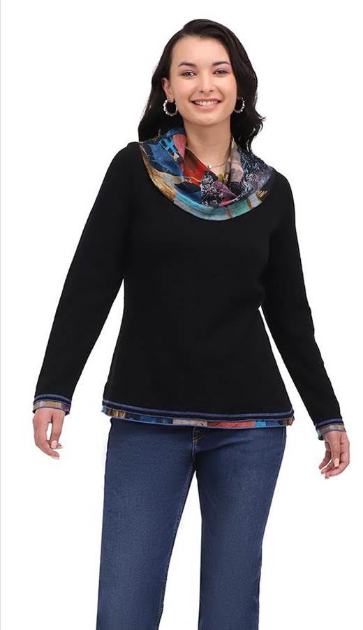 Jordan Cowl Neck Top - Black