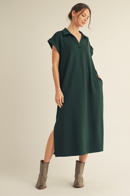 Soft & Cozy Dress - Hunter Green