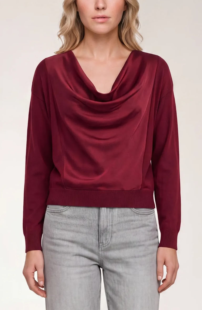 Darcie Drape Neck Sweater - Cranberry