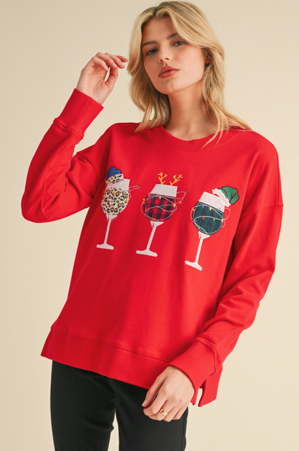 Cheers Christmas Sweatshirt - Red