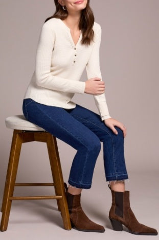 The Farrah Henley Top - Eggshell