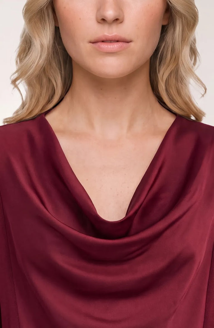 Darcie Drape Neck Sweater - Cranberry