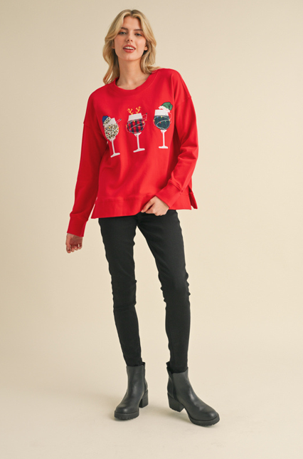 Cheers Christmas Sweatshirt - Red
