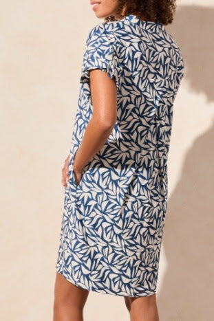 Leaf Dress - Blue/White