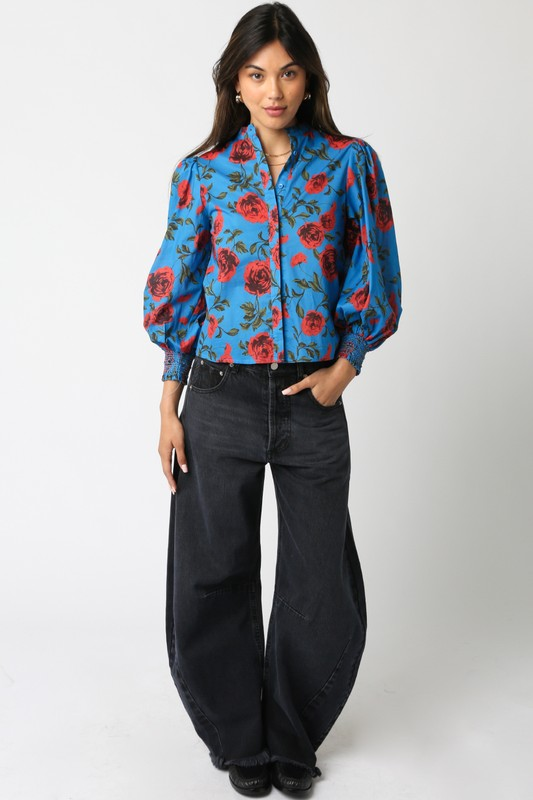 Myra Top - Blue/Red