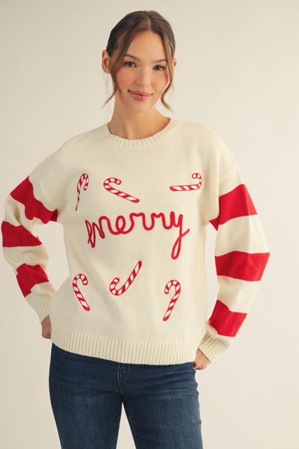 Candy Cane Sweater - Ivory