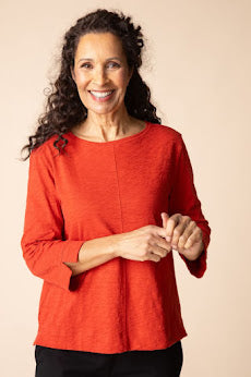 Cover Stitch Boat Neck Top - Sienna