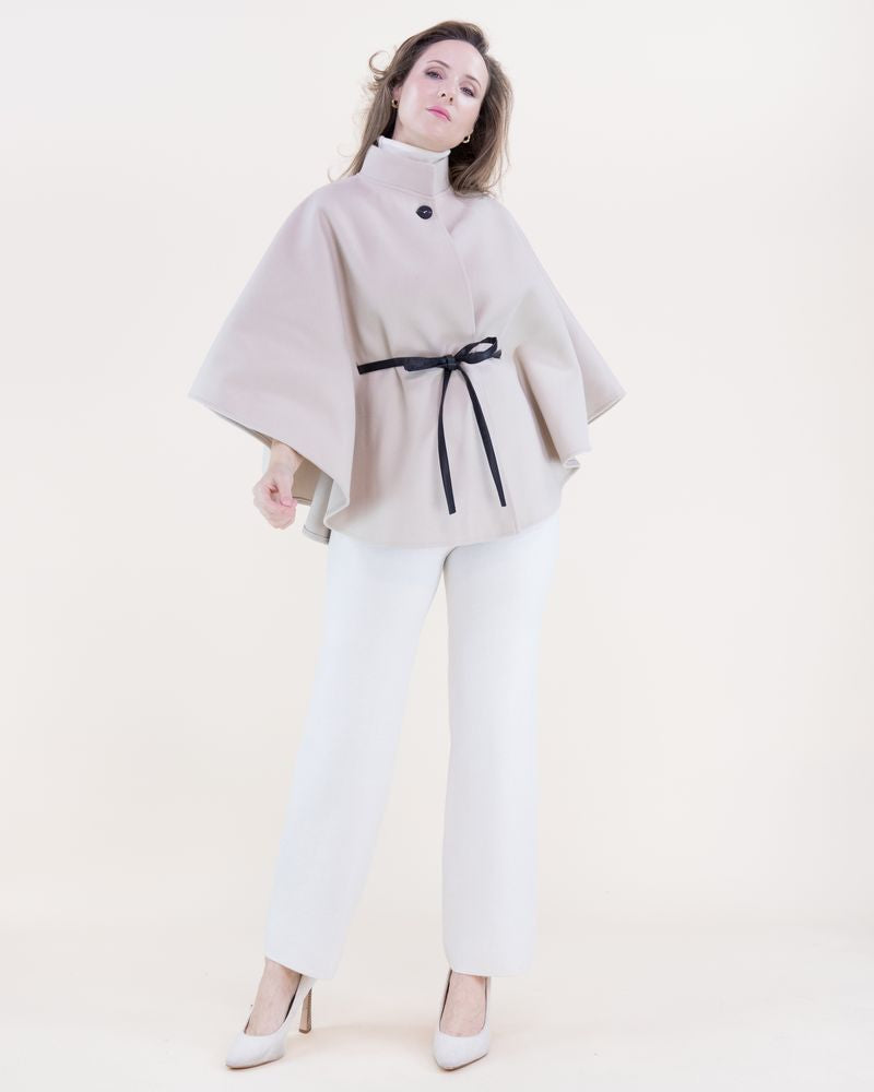 Funnel Neck Cape - Beige