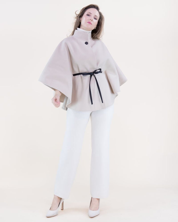 Funnel Neck Cape - Beige