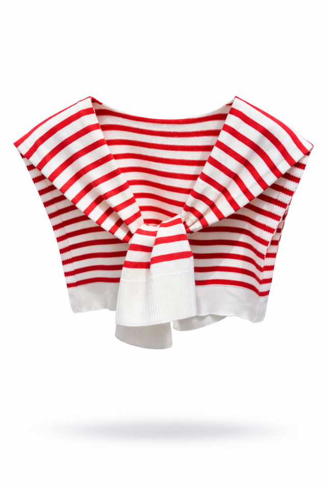 Preppy Mock Sweater - Red White