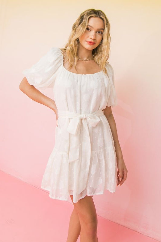 Textured Mini Dress - Cream