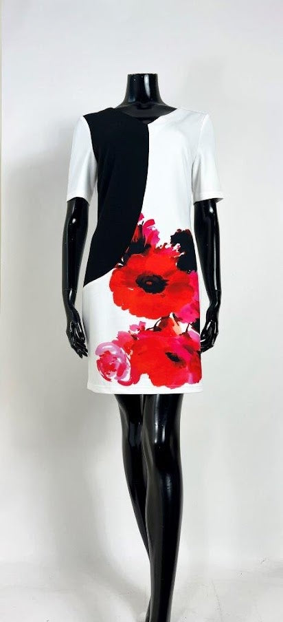 Short Sleeve Dress - Wht/Red
